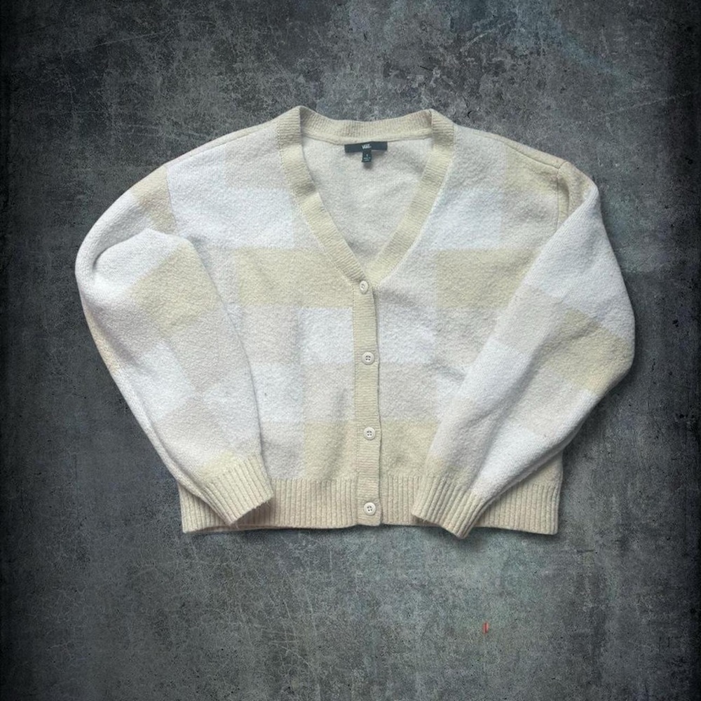 Vans Cream and Tan Checkered Cardigan